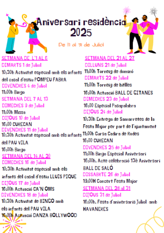 Programa activitats juliol Pedra Serrada 2025